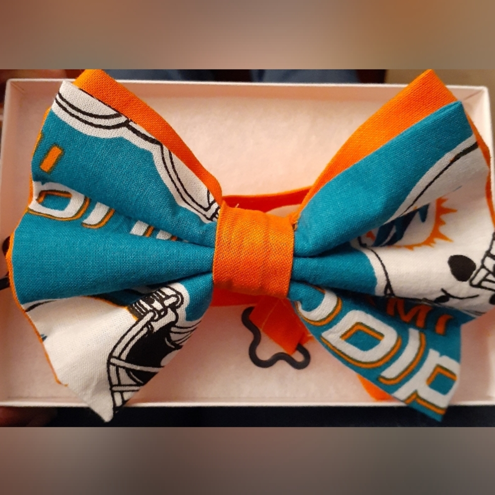 Miami Dolphins Bow Tie with Orange Back